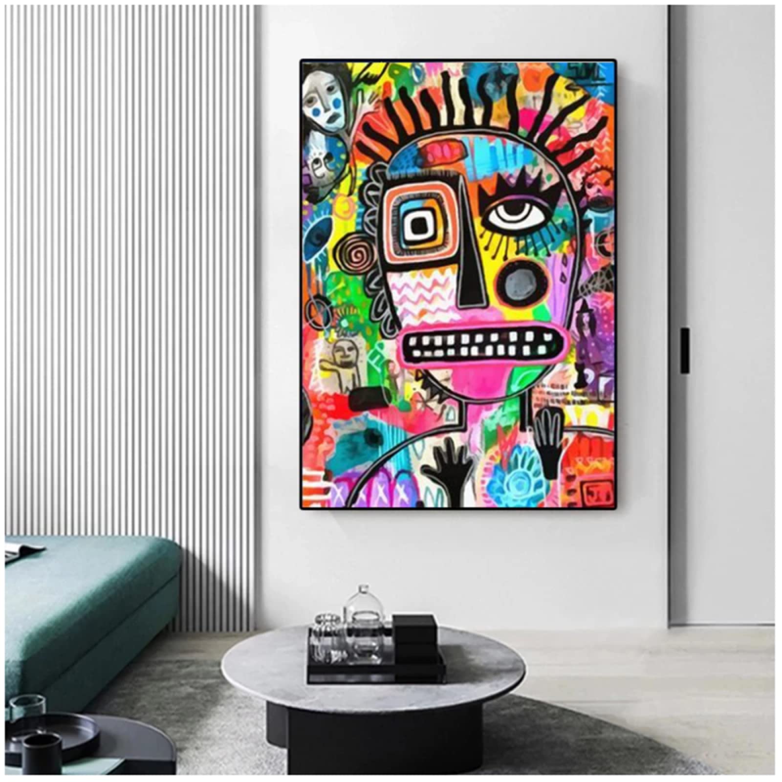 抽象 リビングルーム装飾画 gy Amazon｜大きいサイズの現代抽象的な変な顔のキャンバスの絵画